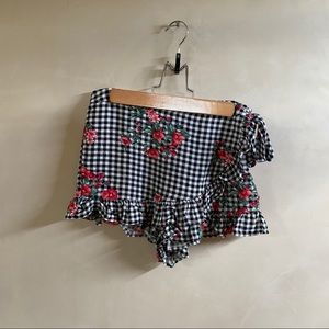Plaid Floral Skort